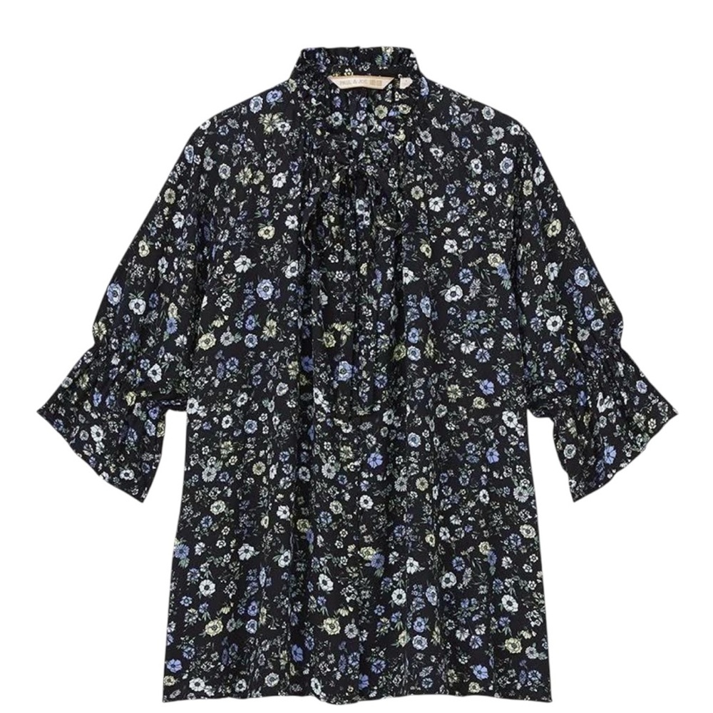 Uniqlo x Paul & Joe floral short sleeve loose fit blouse L excellent condition - Picture 2 of 14